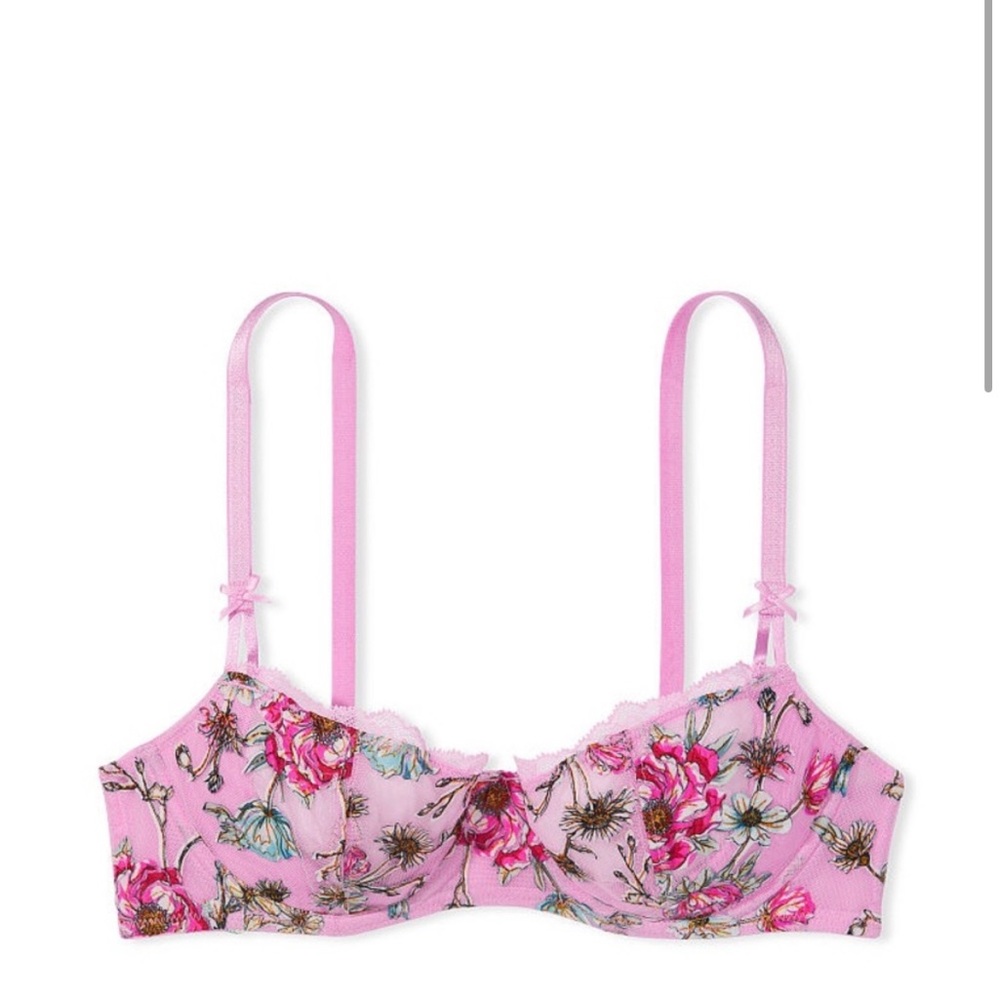 Victoria’s Secret Wicked Unlined Floral Embroidery Balconette Bra, 34DDD